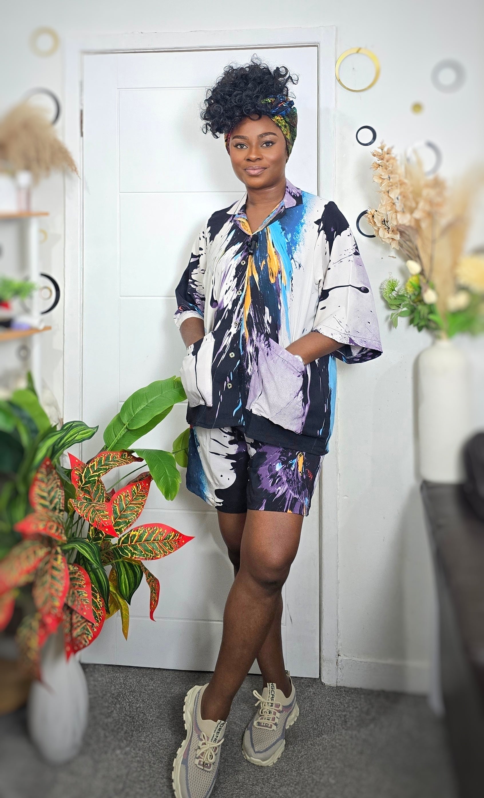 Purple Splash Two-Piece Set Short