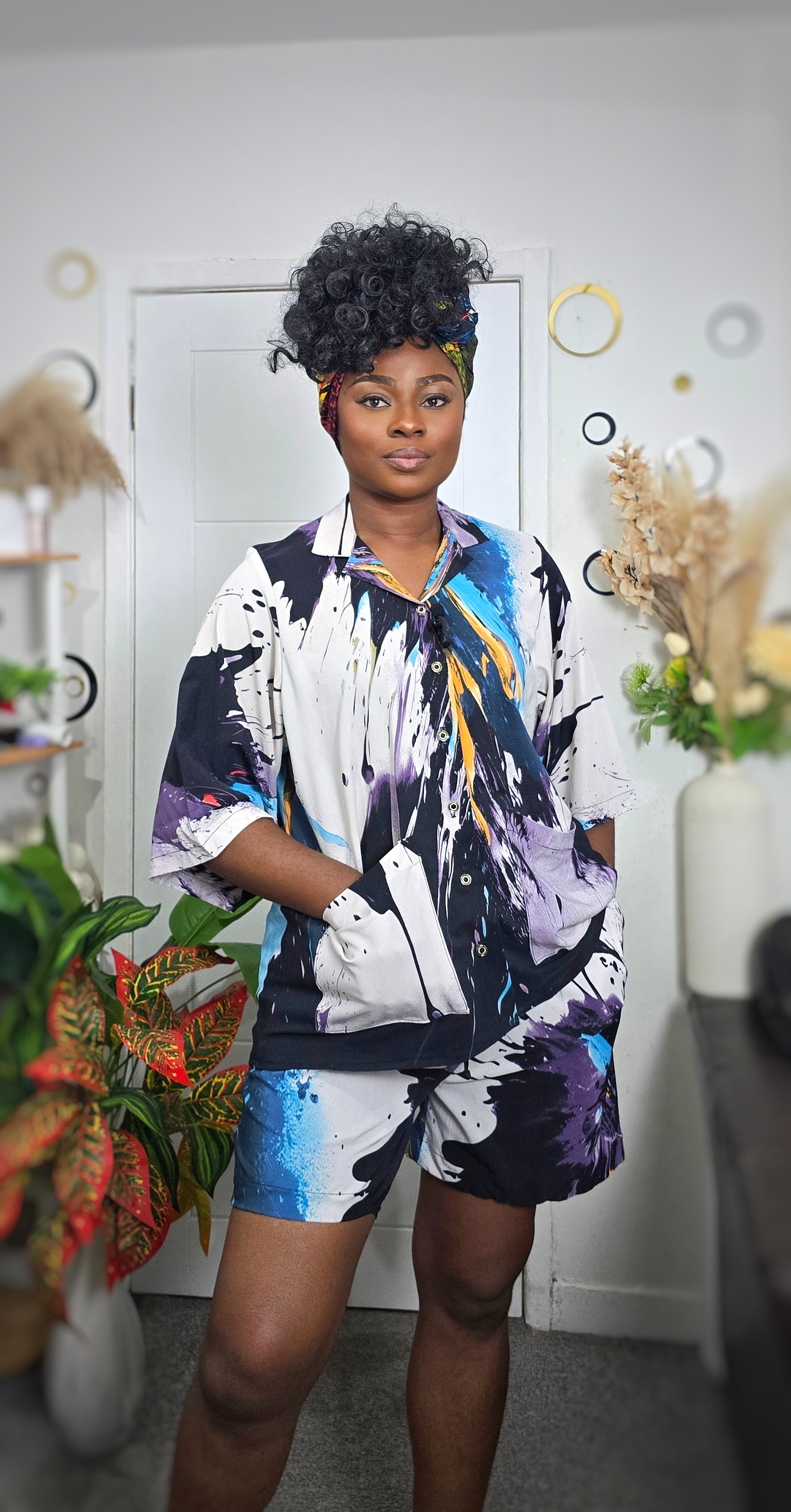 Purple Splash Two-Piece Set Short