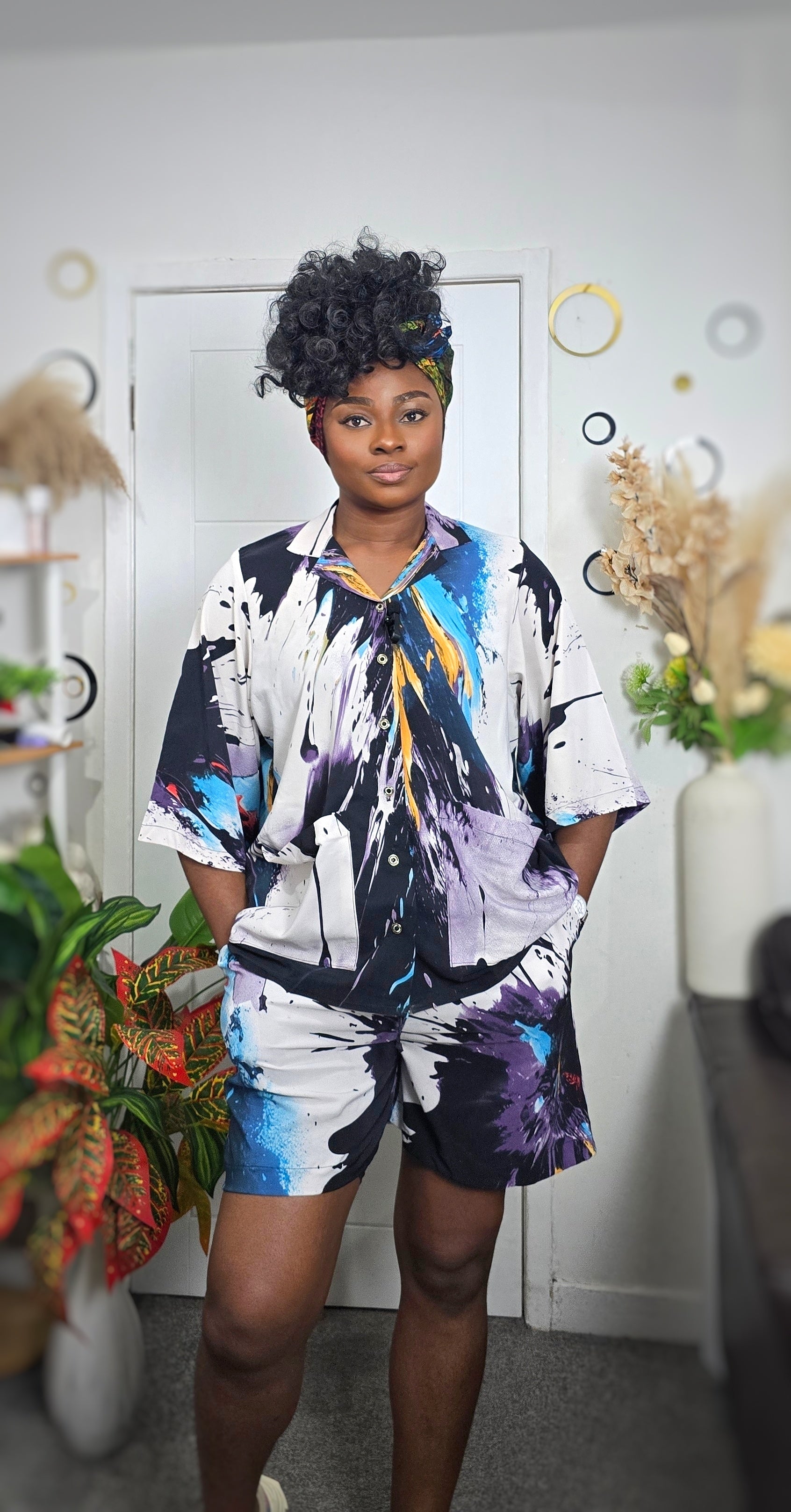 Purple Splash Two-Piece Set Short