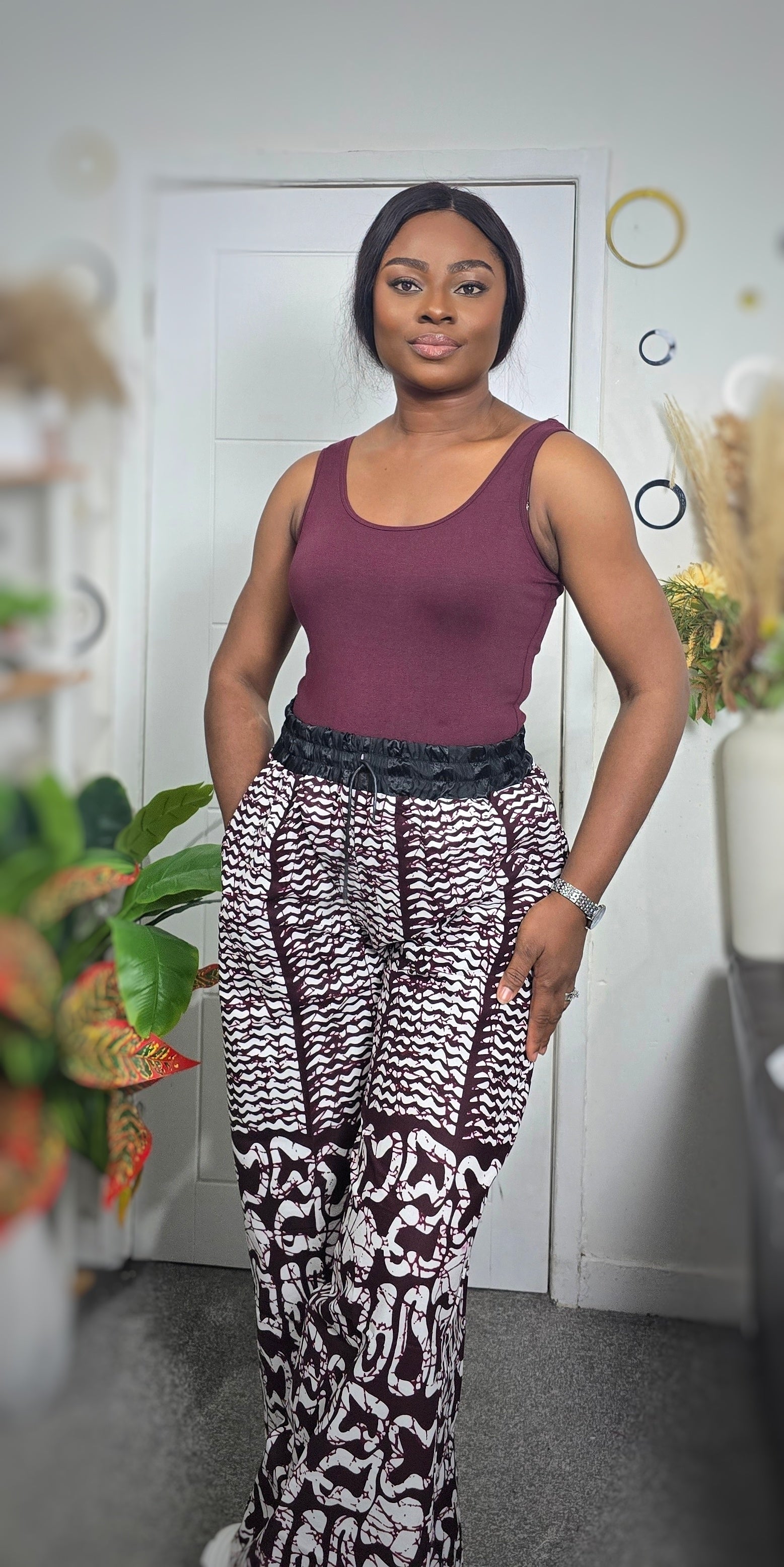 Maroon African Loose Fit Pant