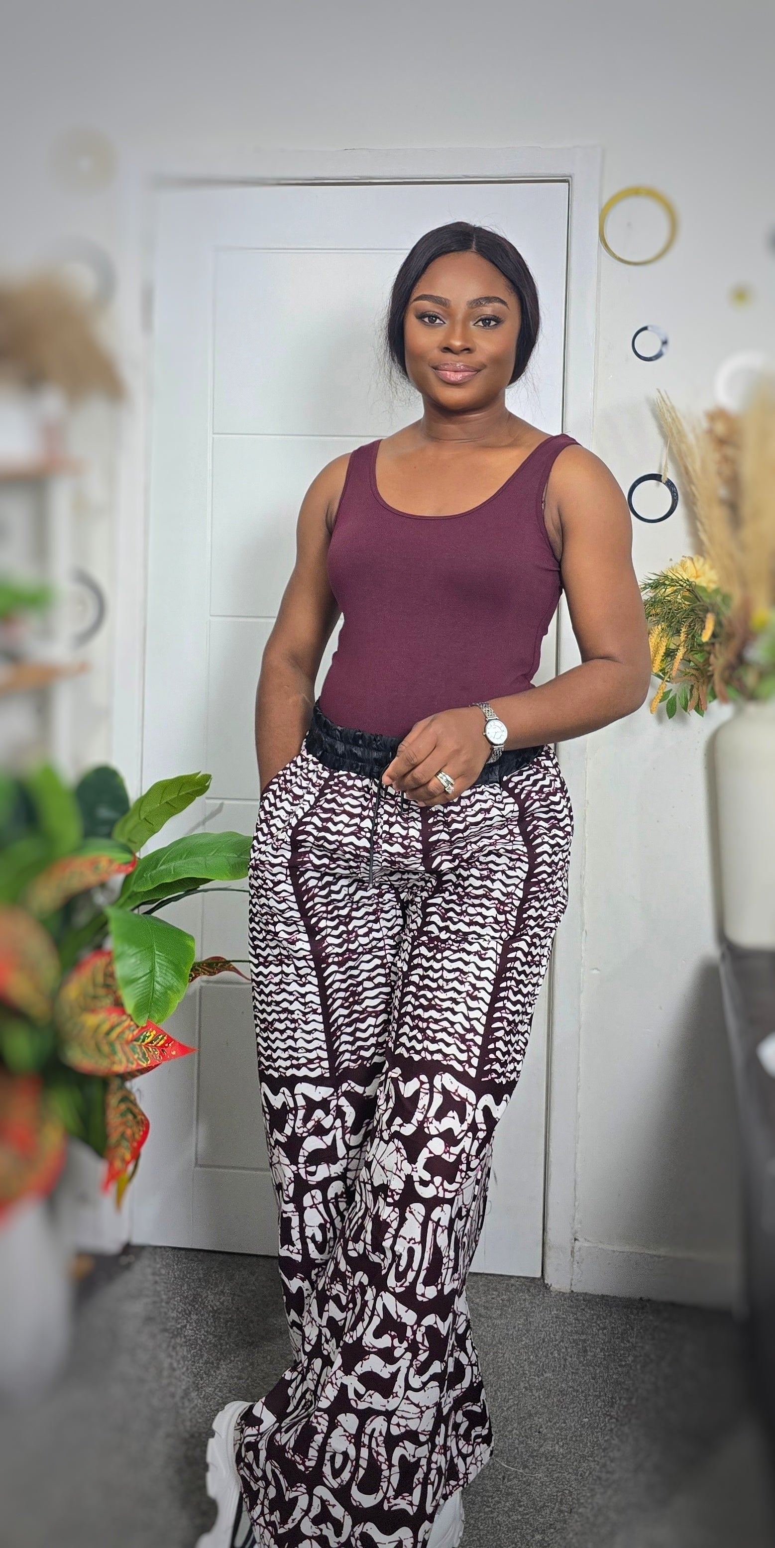 Maroon African Loose Fit Pant