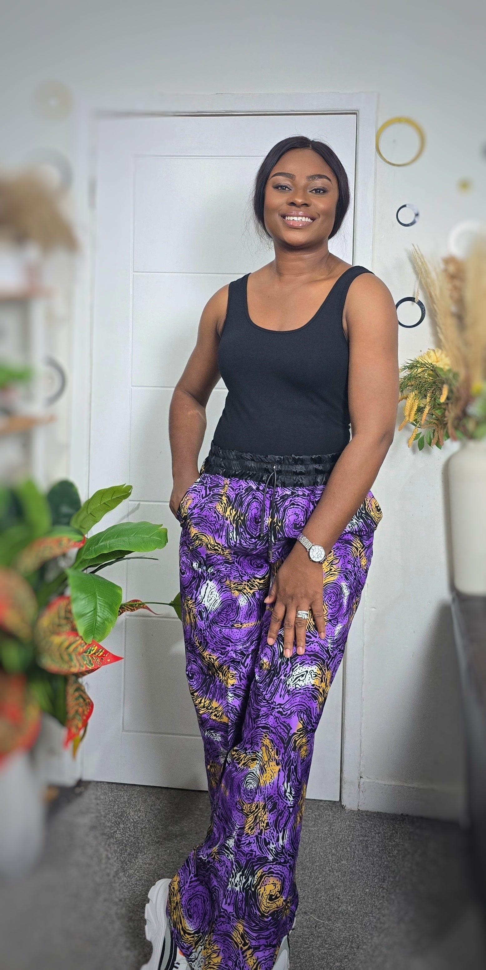 Purple African Print Cargo Pant