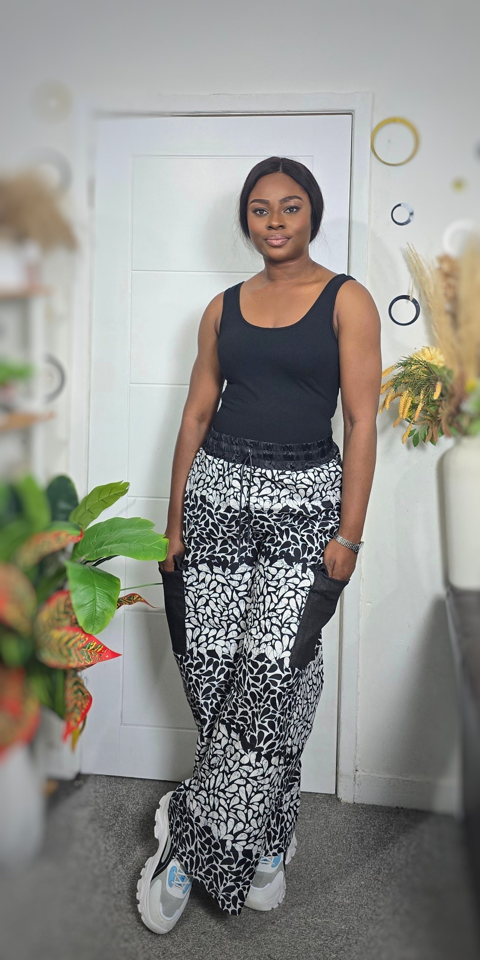 Monochrome African Print Cargo Pant