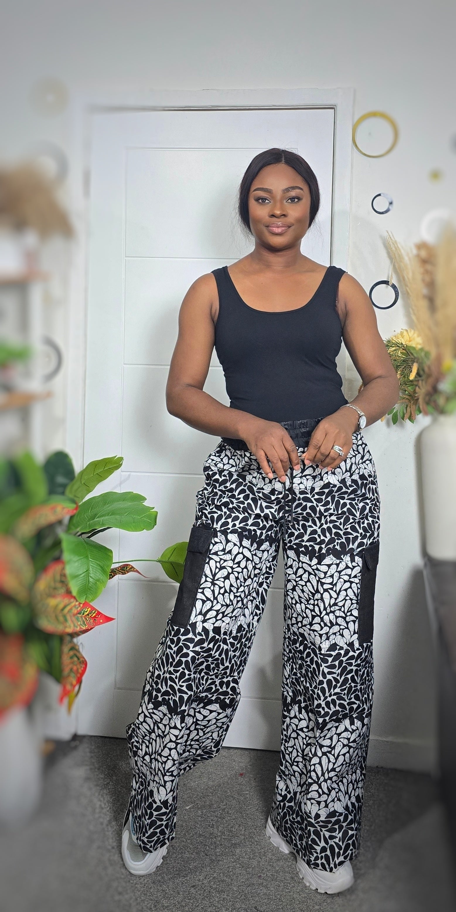 Monochrome African Print Cargo Pant