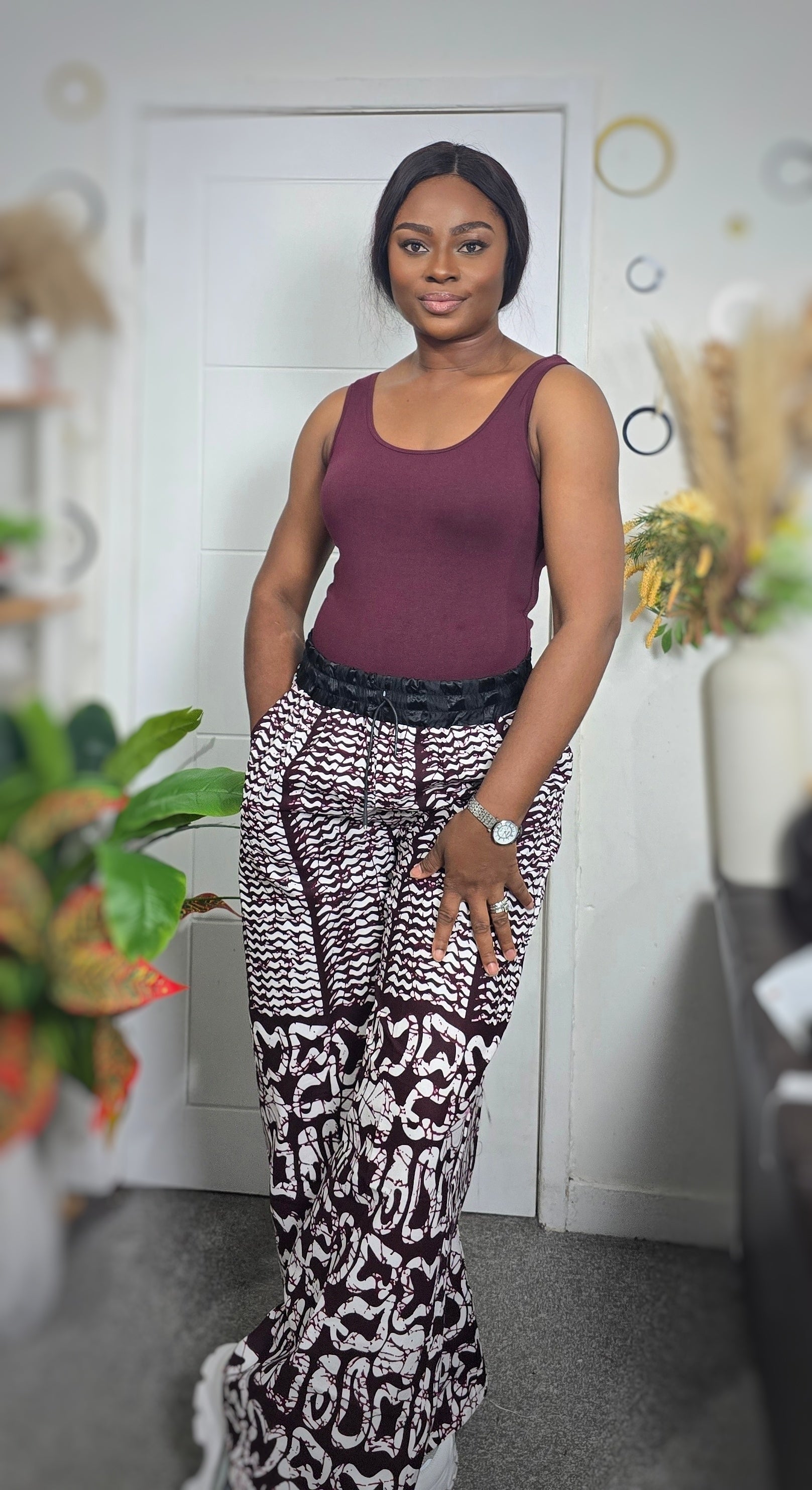 Maroon African Loose Fit Pant