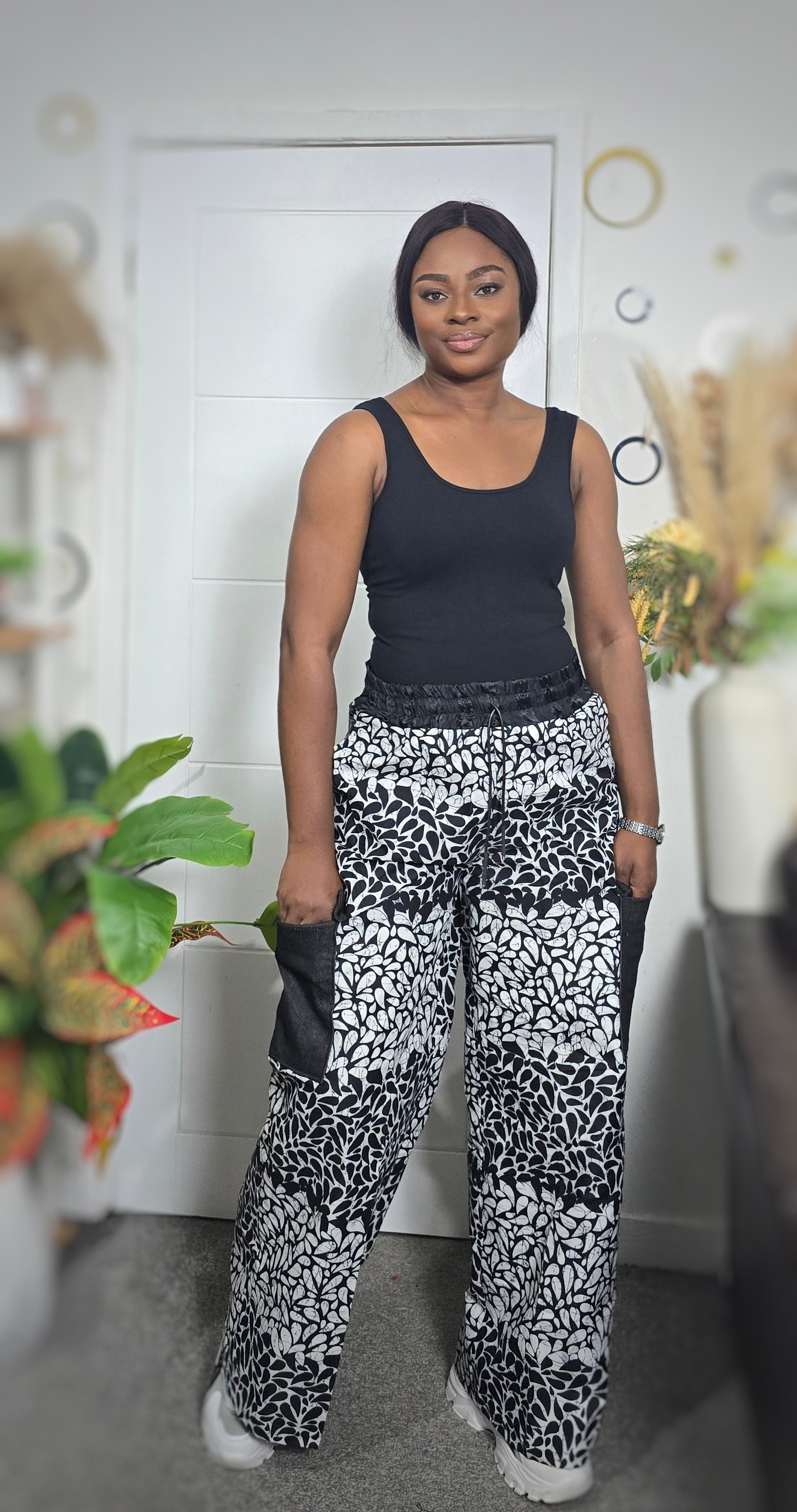 Monochrome African Print Cargo Pant