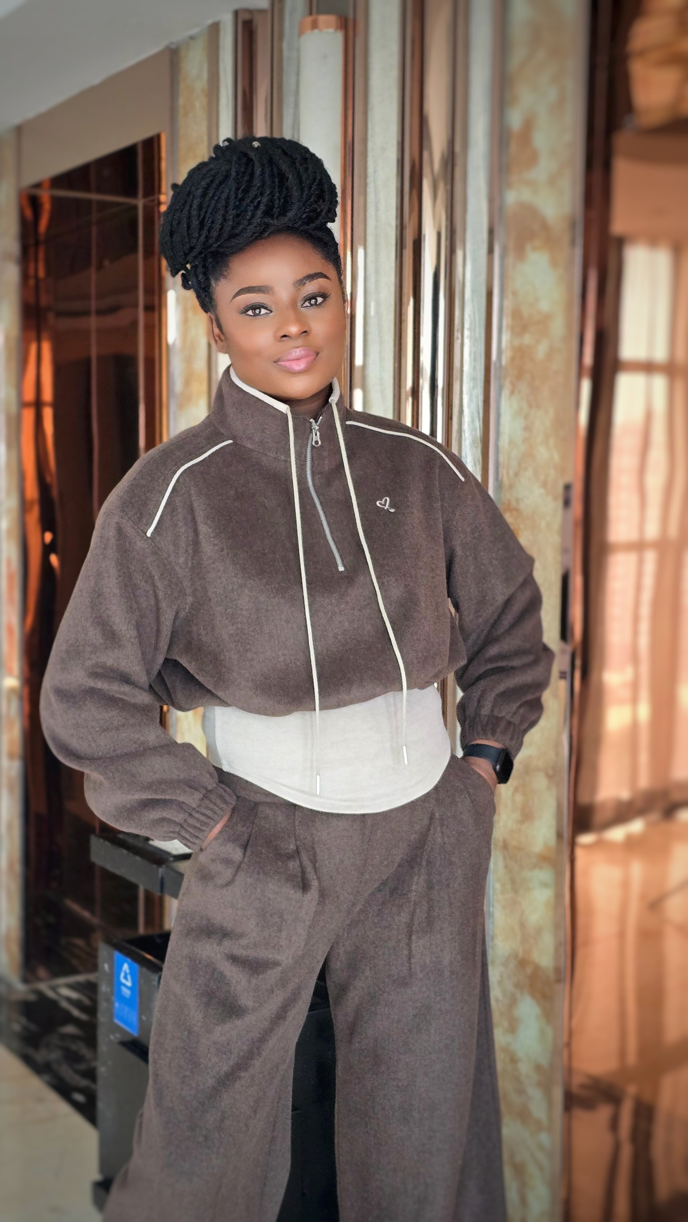 Funnel-Neck Women's Tracksuit Set