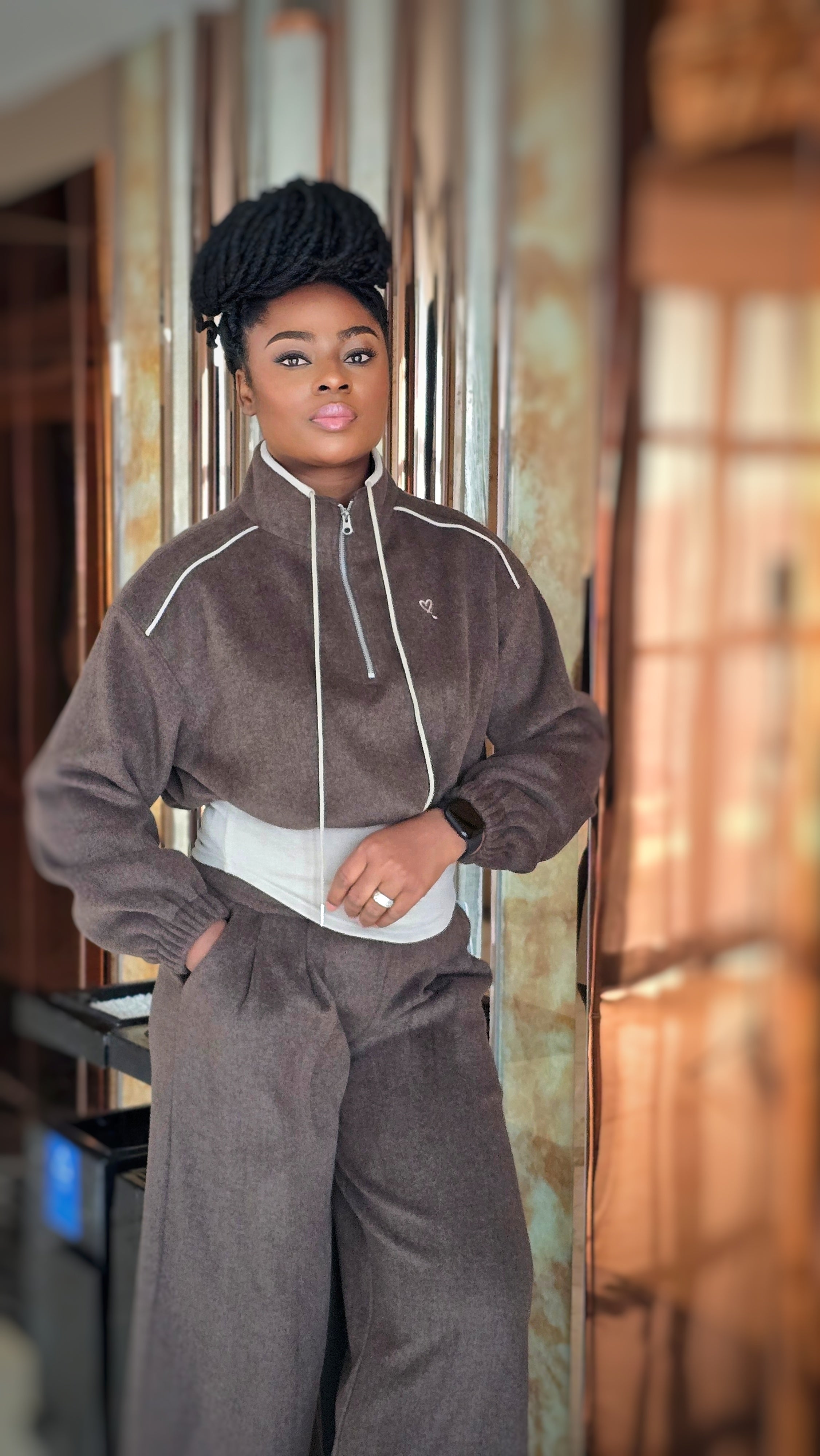 Funnel-Neck Women's Tracksuit Set