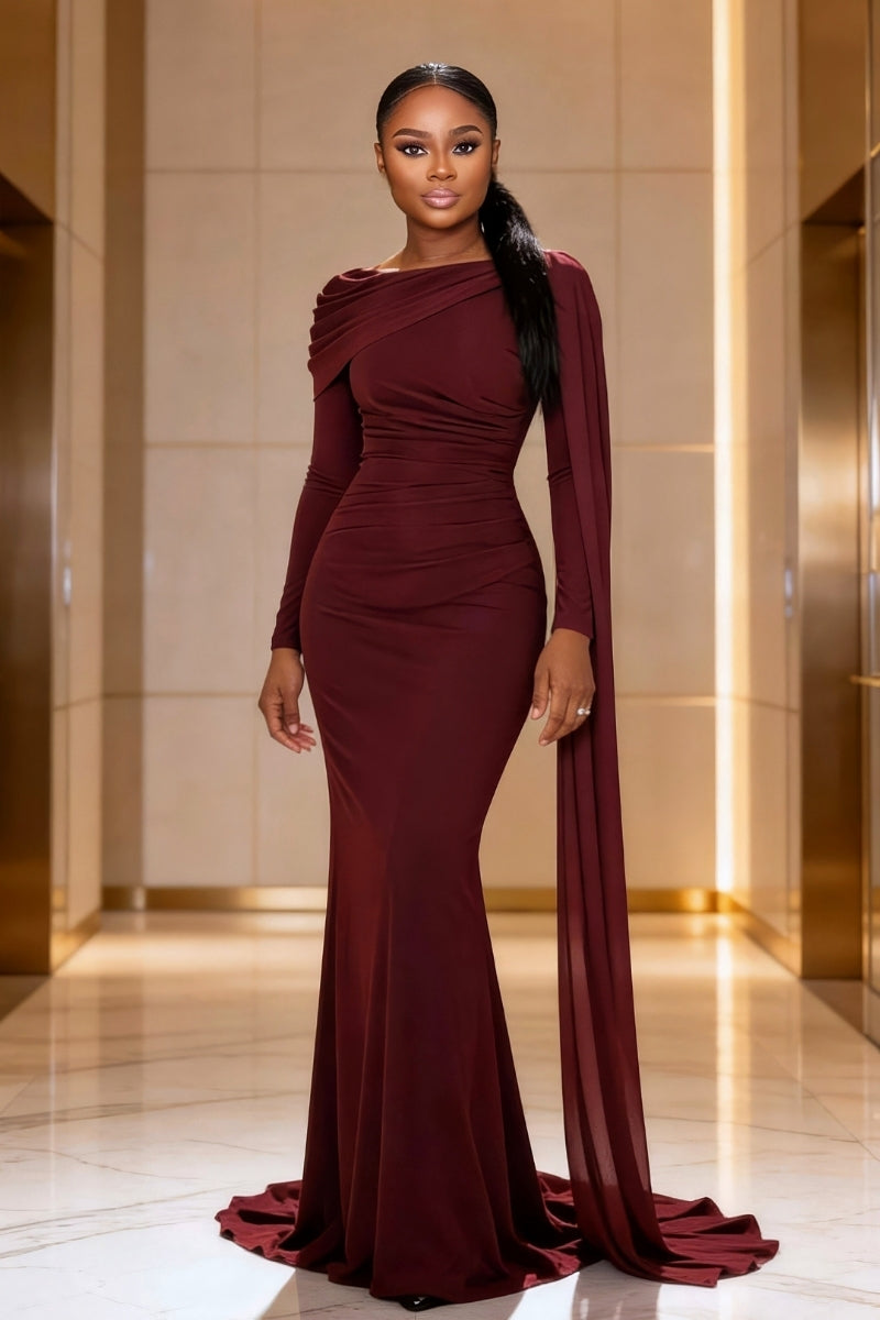 Uriel Shoulder-Draped Maxi