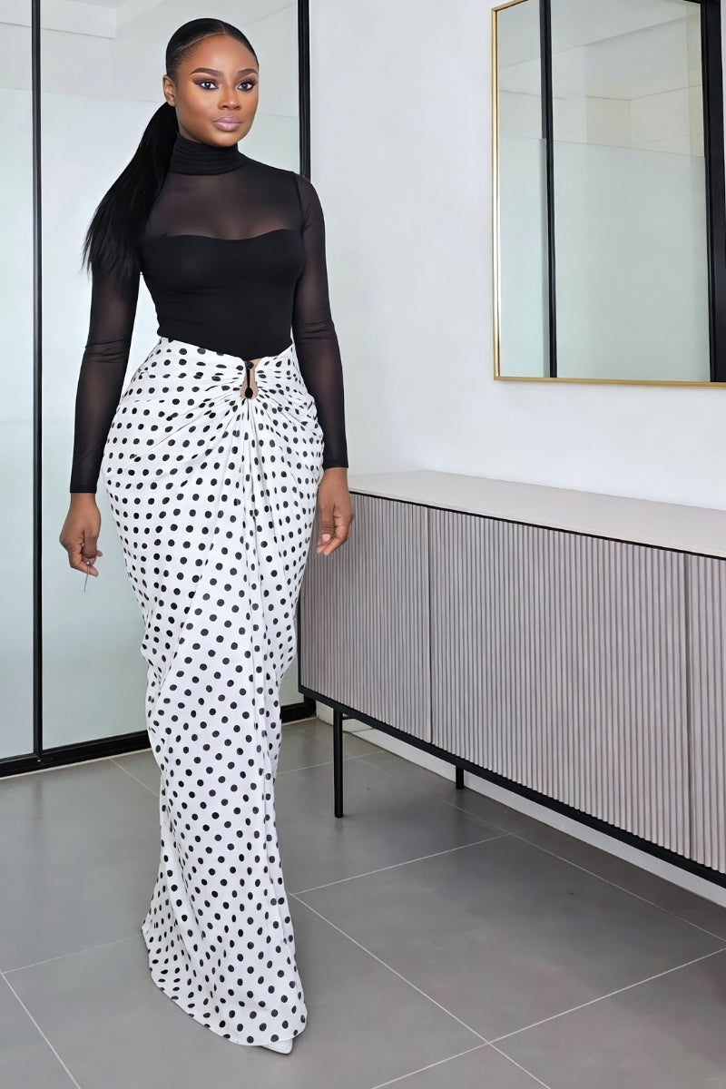 Eve Polka Dot Draped Skirt