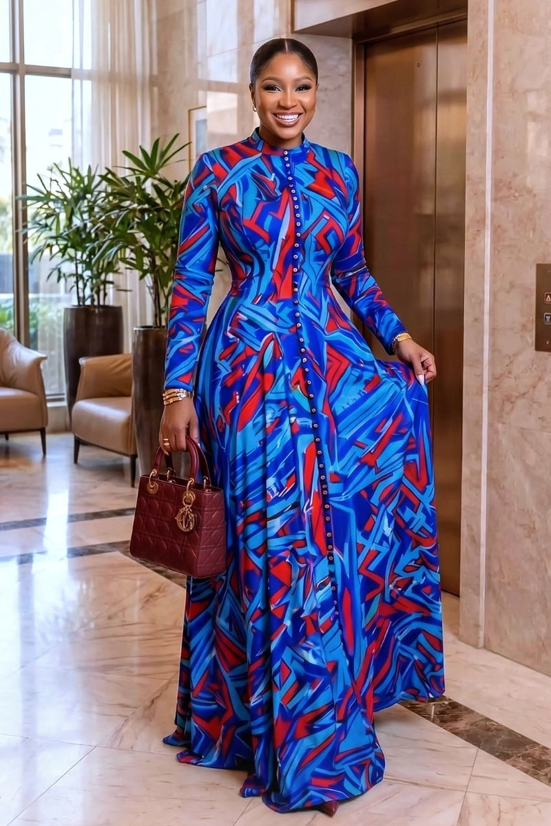 Joana Mesh Maxi Dress Blue