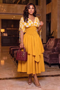Ruby Layered Midi Dress  Yellow