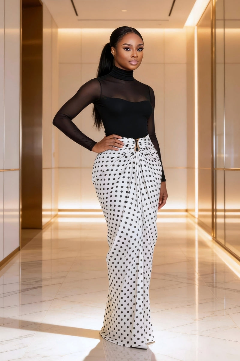 Eve Polka Dot Draped Skirt