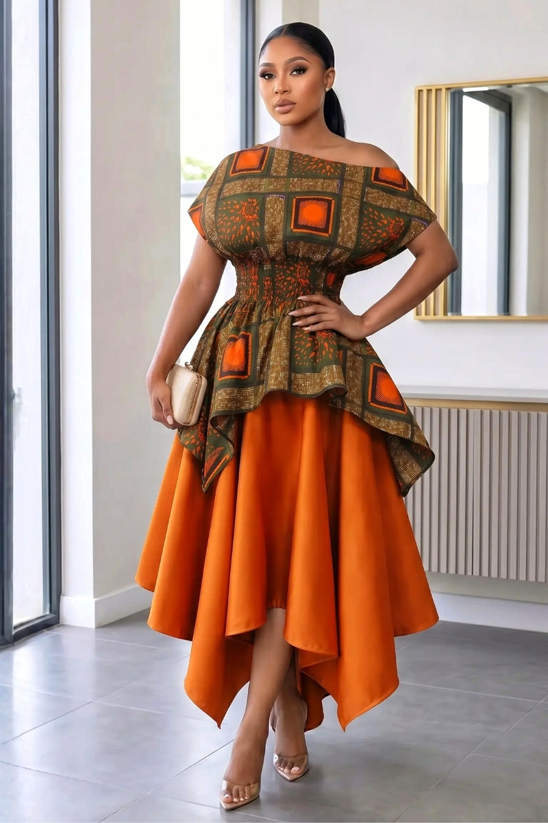 Ikweji Skirt Set Orange