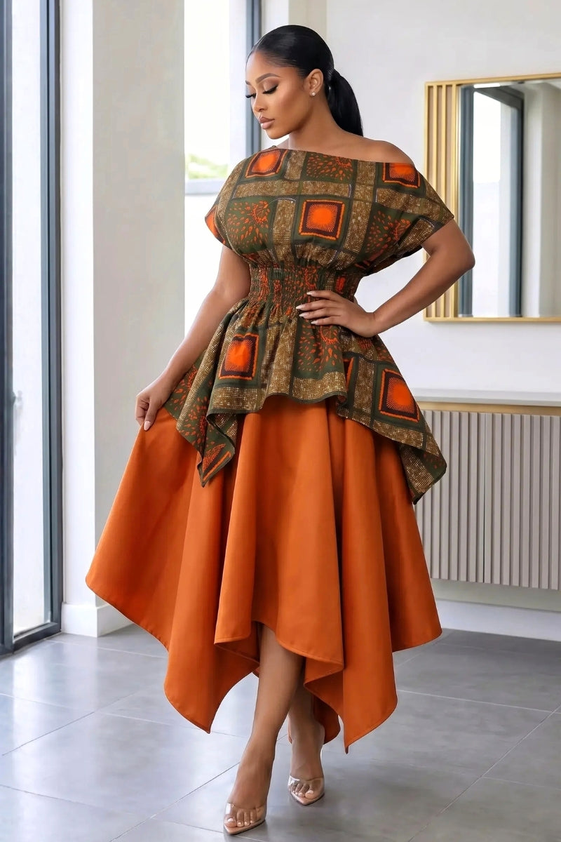 Ikweji Skirt Set Orange