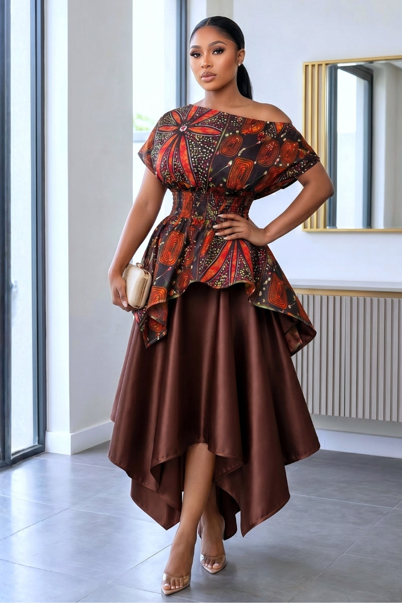 Ikweji Skirt Set Brown