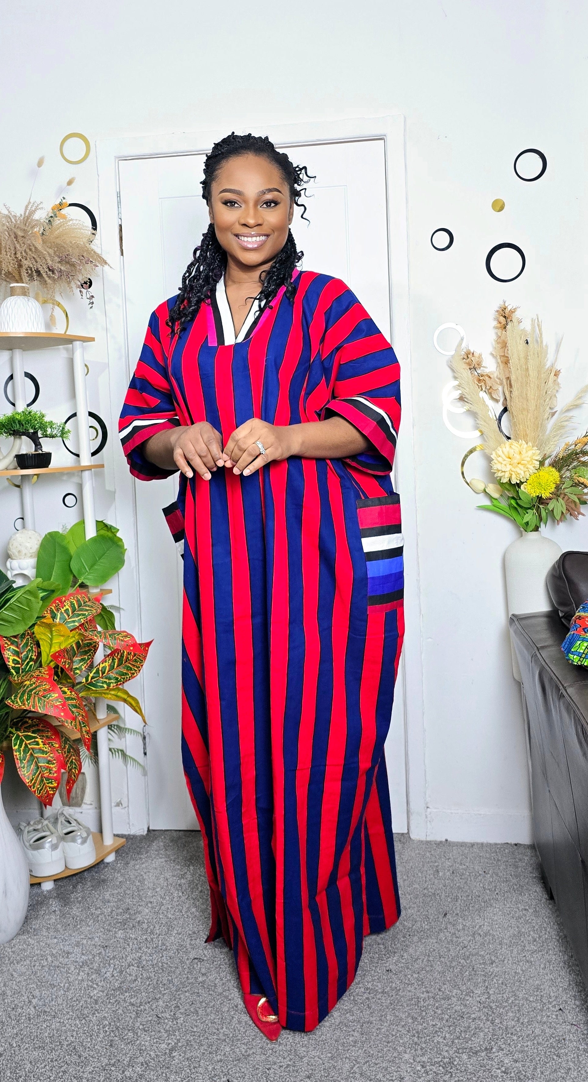 African Print Stripe Kaftan