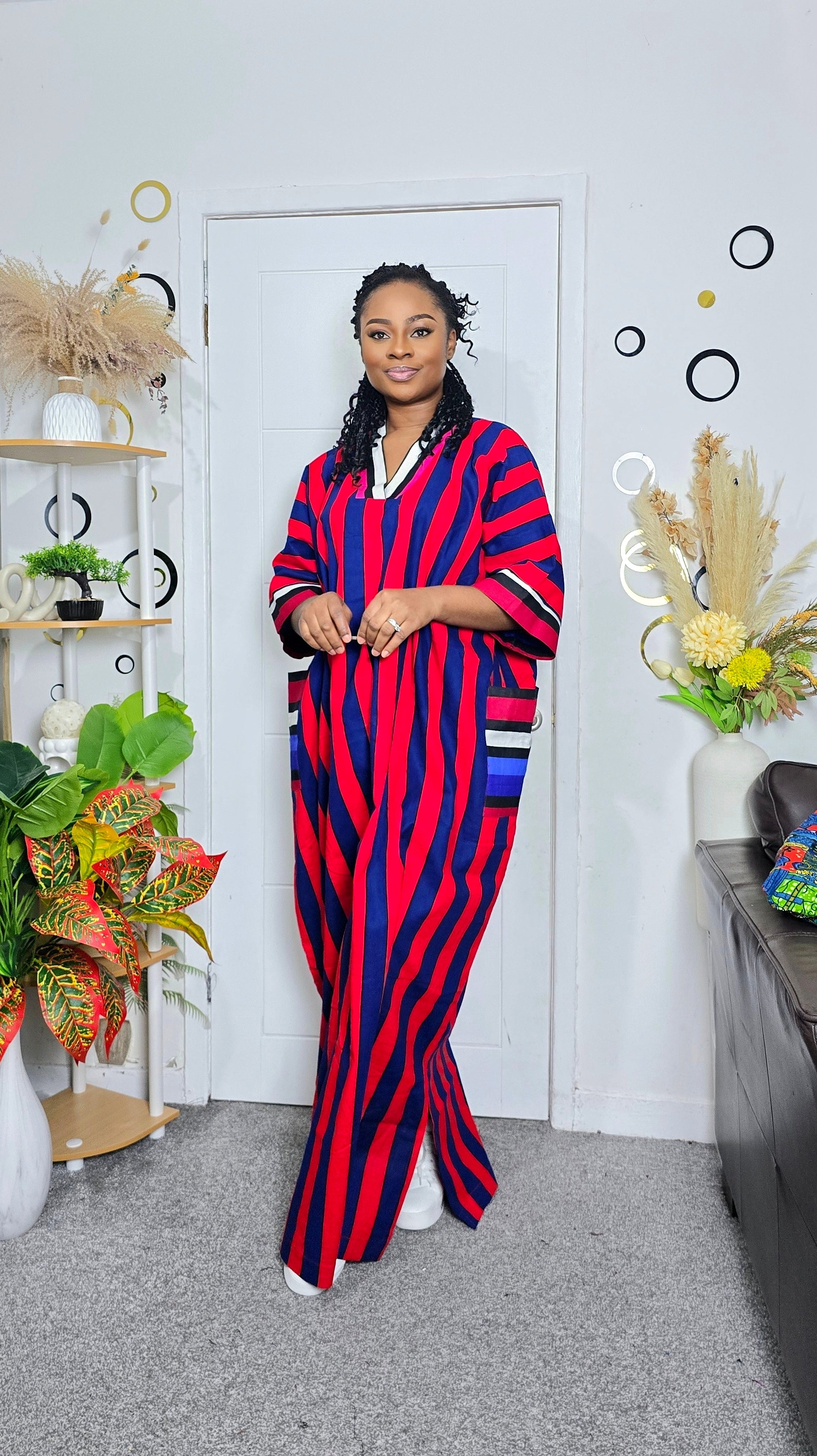 African Print Stripe Kaftan