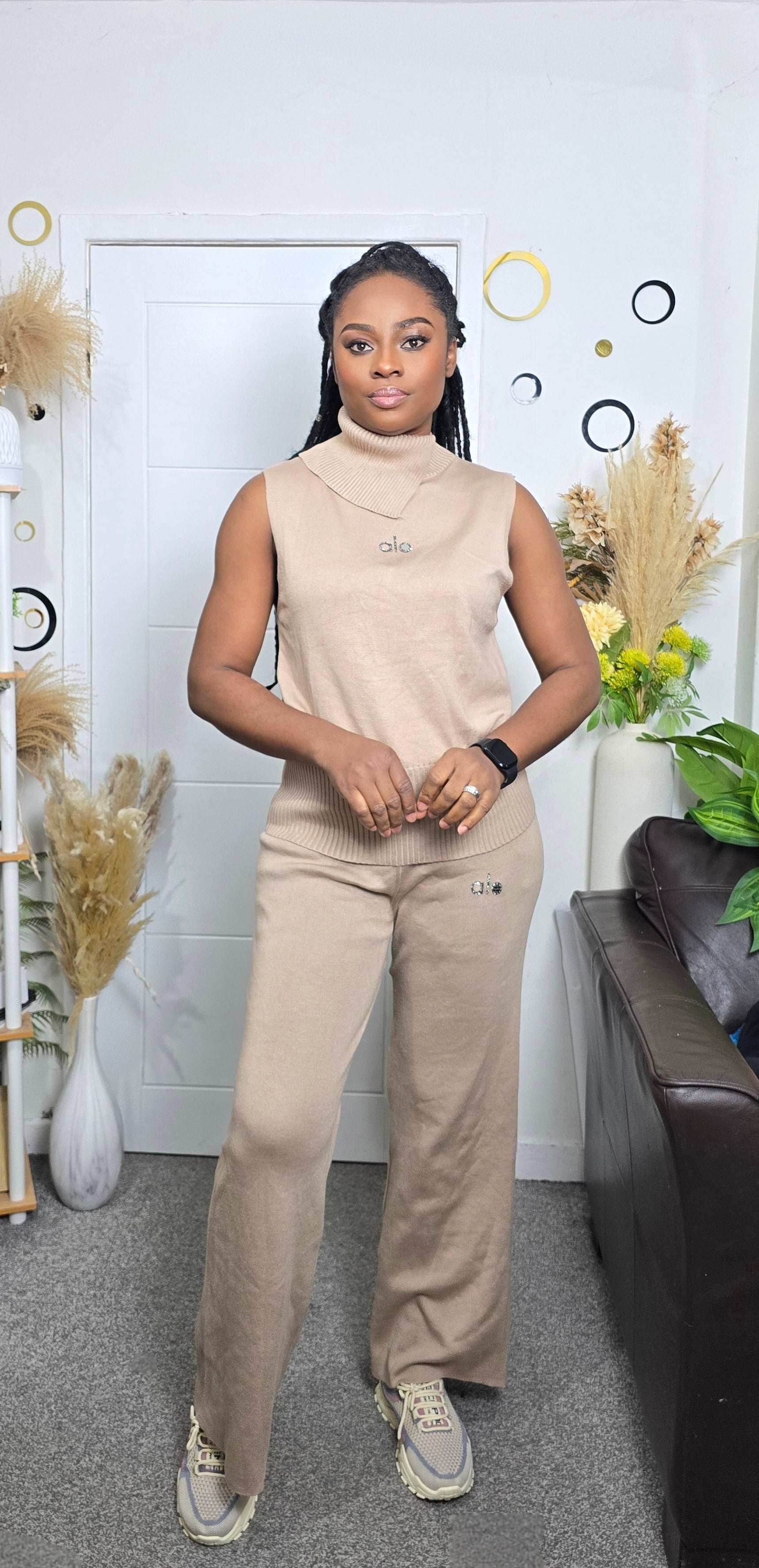 Plain Knitted Three-Piece Set