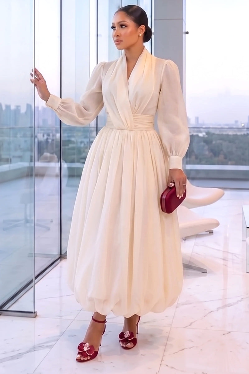 Hilda Bubble Midi Dress ivory