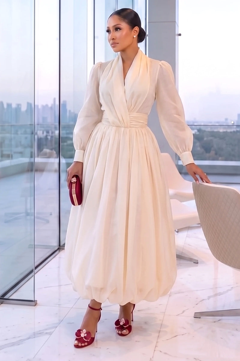 Hilda Bubble Midi Dress ivory