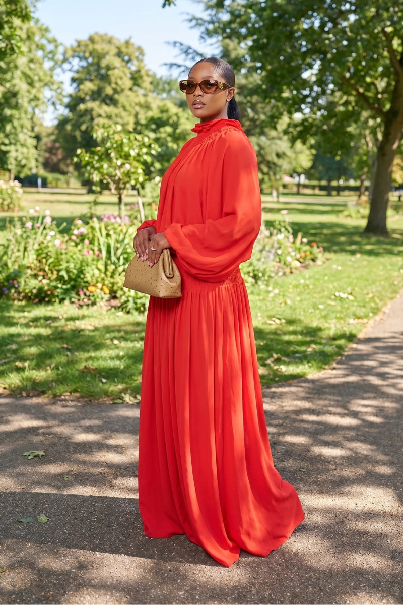 Beauty Shirred Maxi Set Red