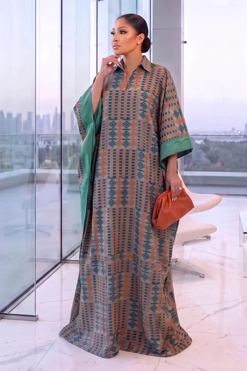 Oma Ankara Boubou Green