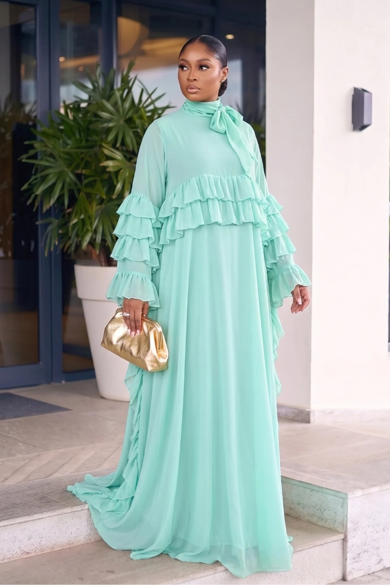 Debbi Ruffle Maxi Dress (Mint)