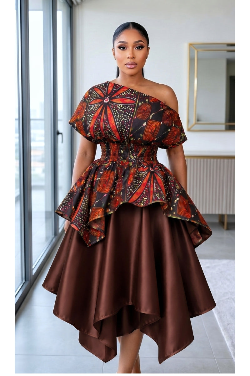Ikweji Skirt Set Brown