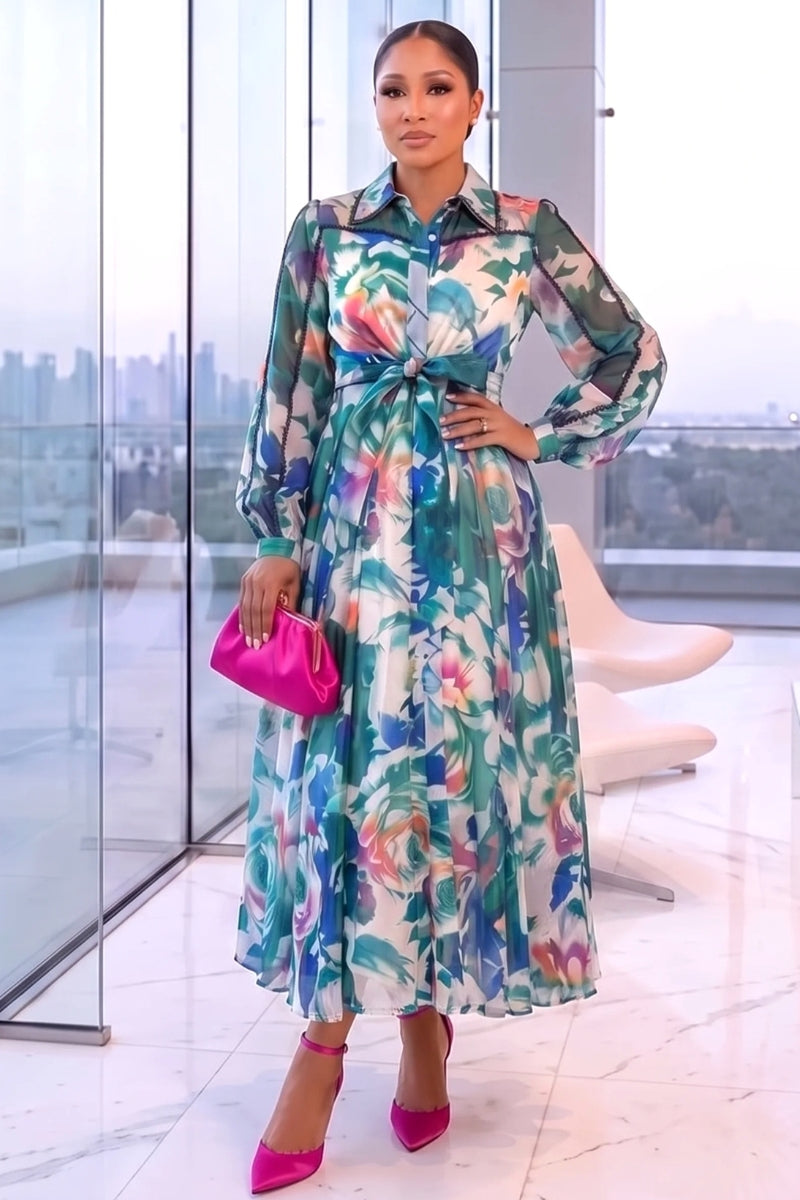 Blush Bloom Midi Dress Green