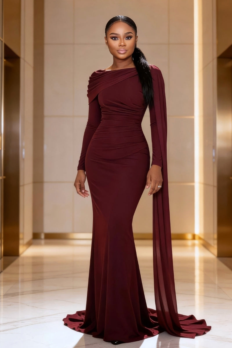 Uriel Shoulder-Draped Maxi