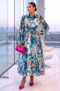 Blush Bloom Midi Dress Green