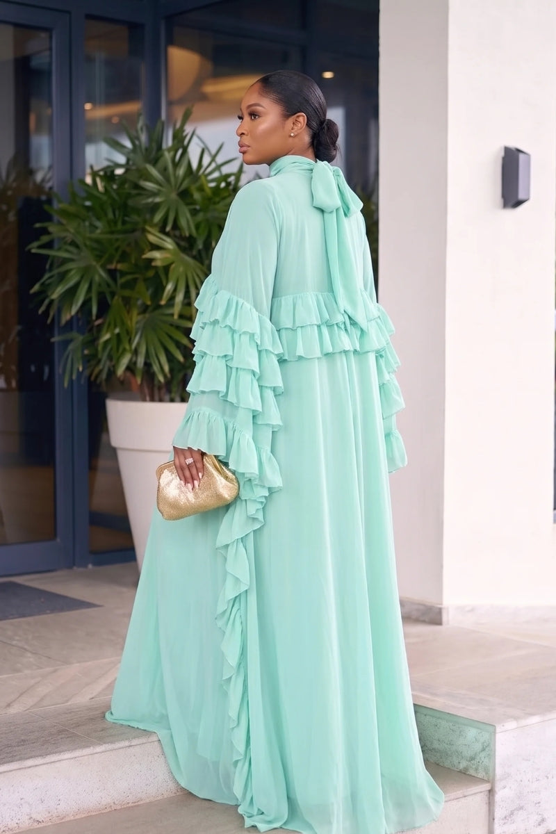 Debbi Ruffle Maxi Dress (Mint)