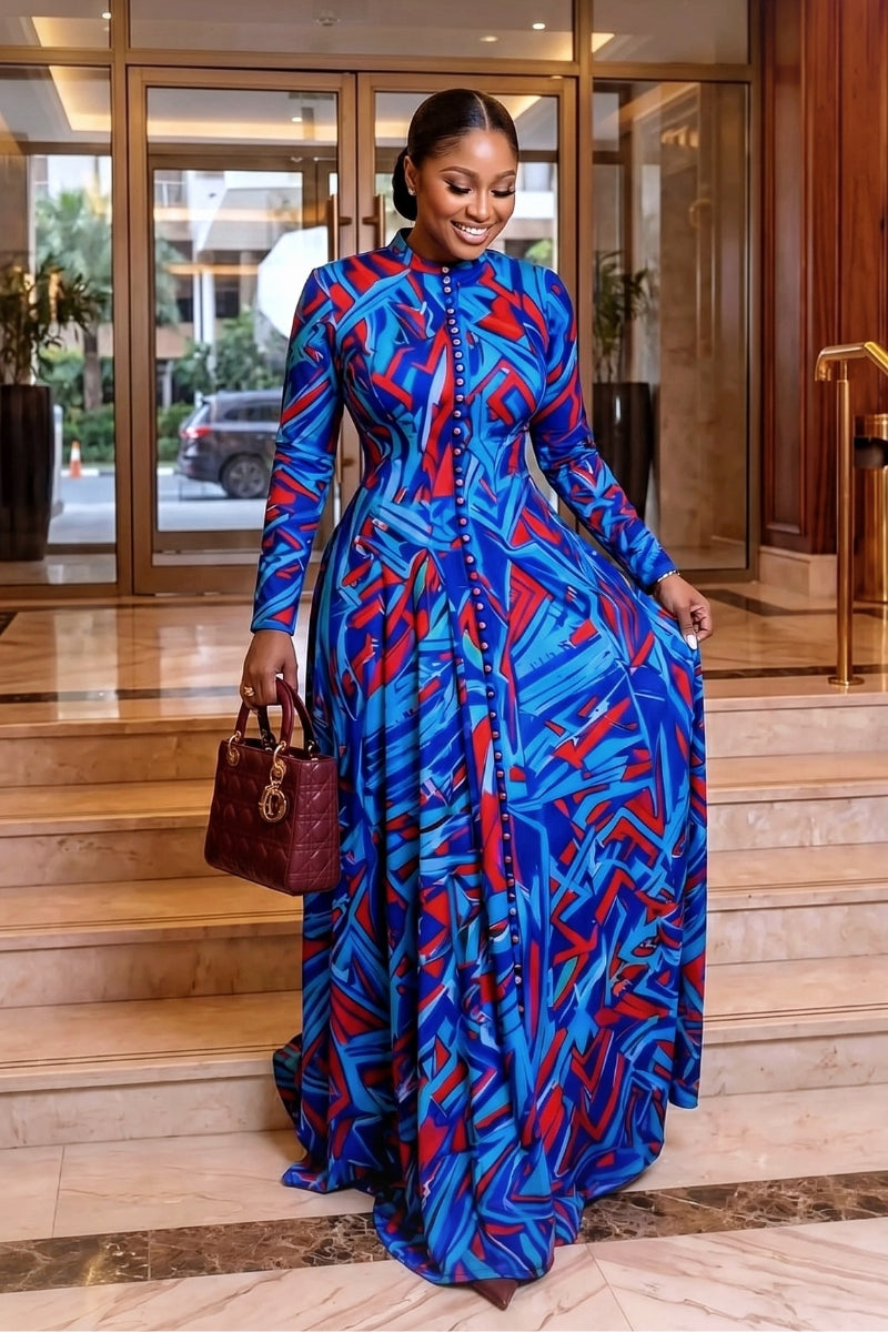 Joana Mesh Maxi Dress Blue