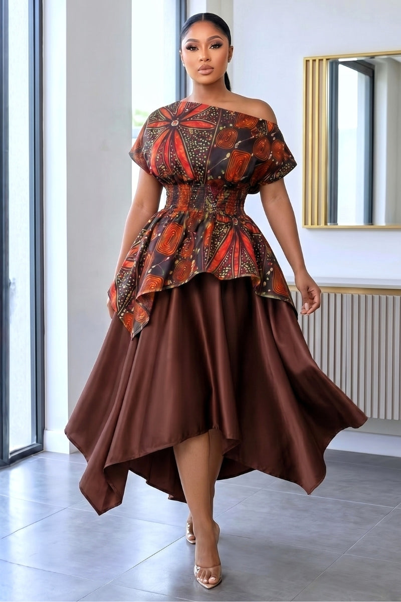 Ikweji Skirt Set Brown