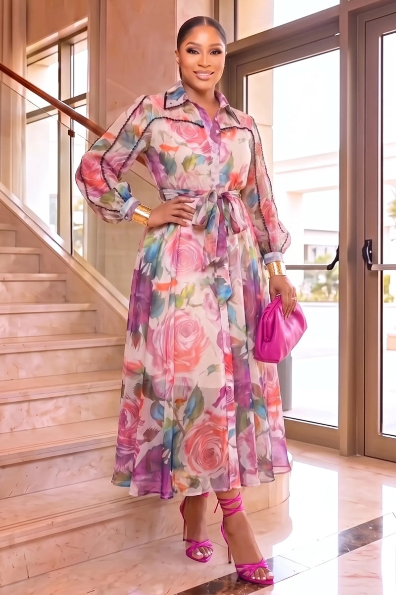 Emerald Bloom Midi Dress
