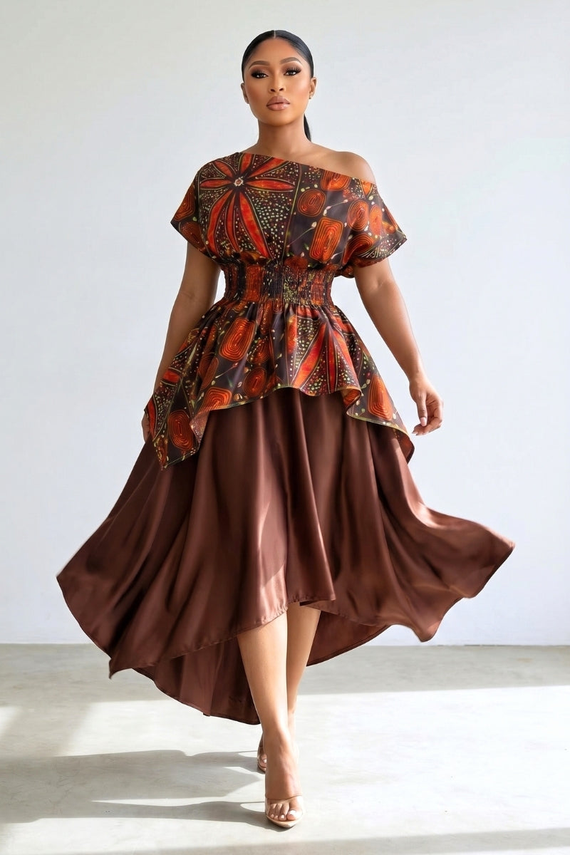 Ikweji Skirt Set Brown