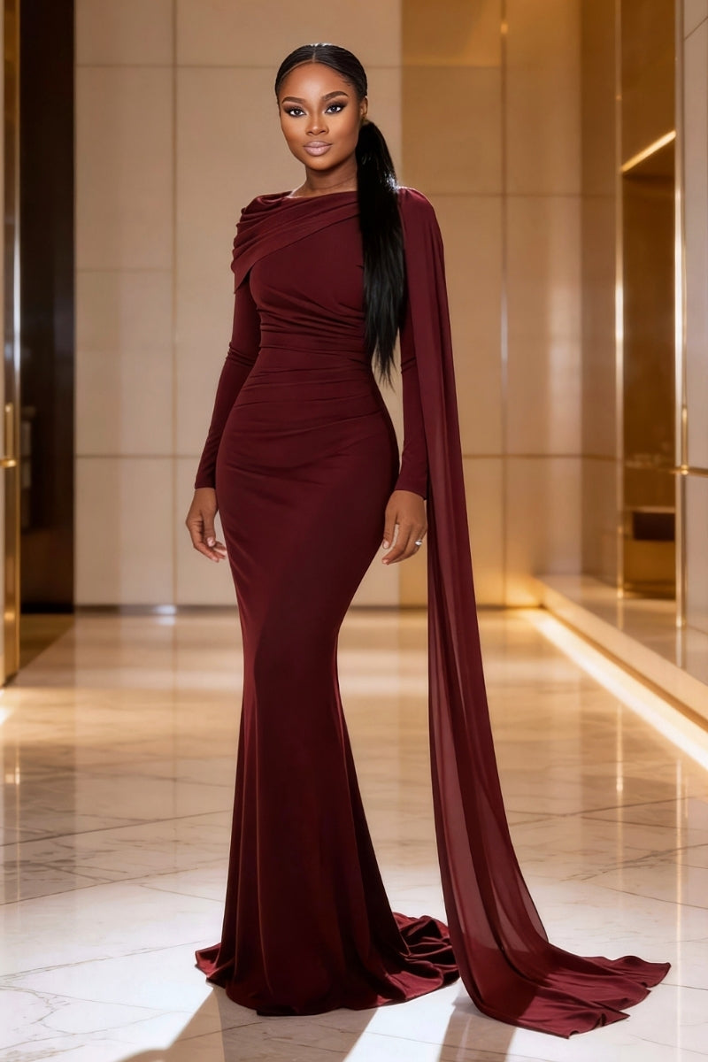 Uriel Shoulder-Draped Maxi