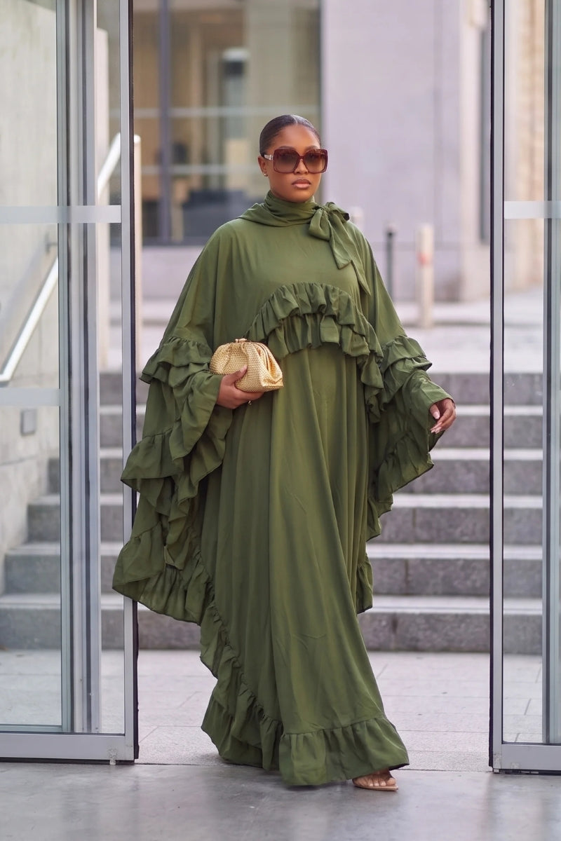 Debbi Ruffle Maxi Dress (Olive)