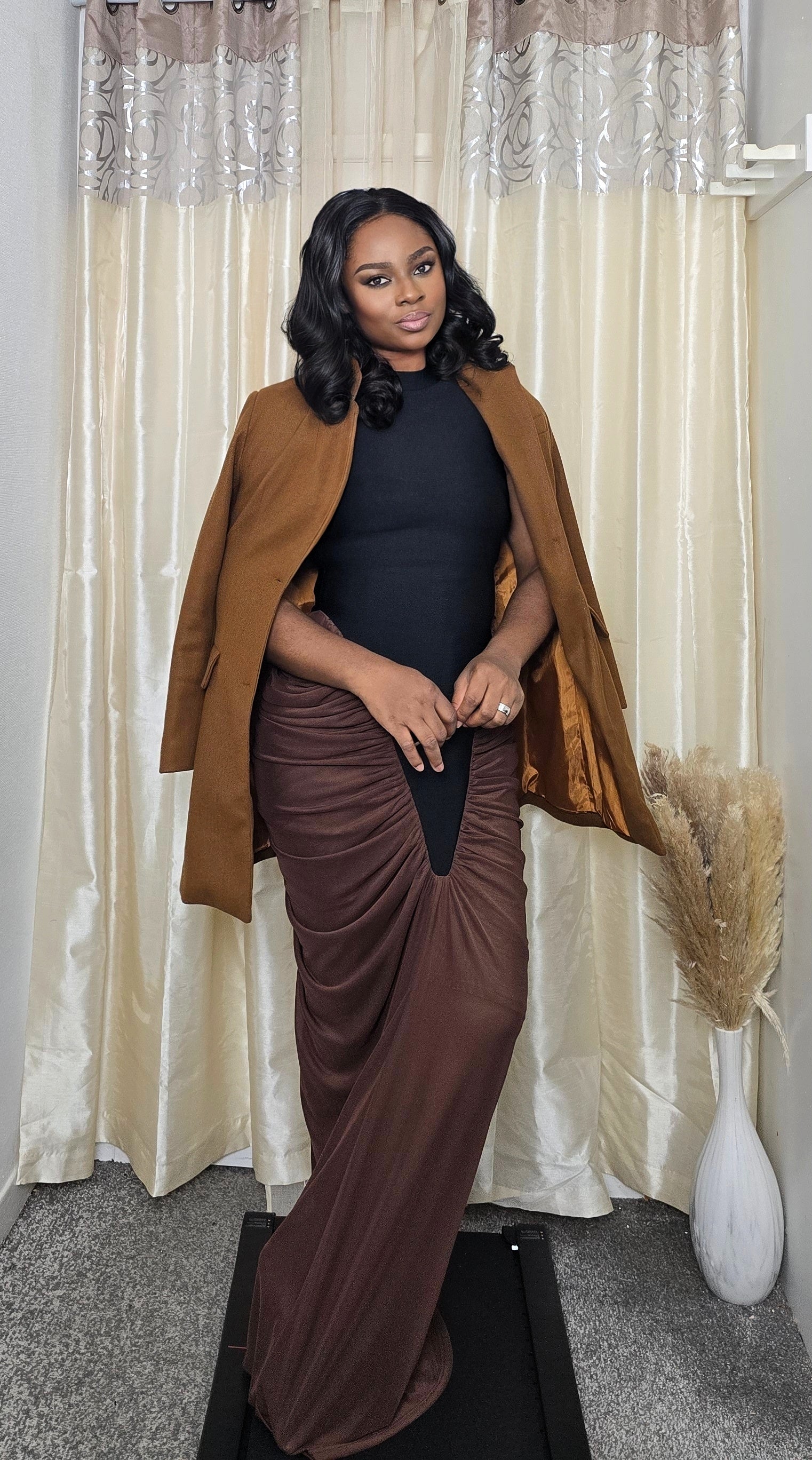 Black Halter Neck Bandage Dress with Mesh Detail